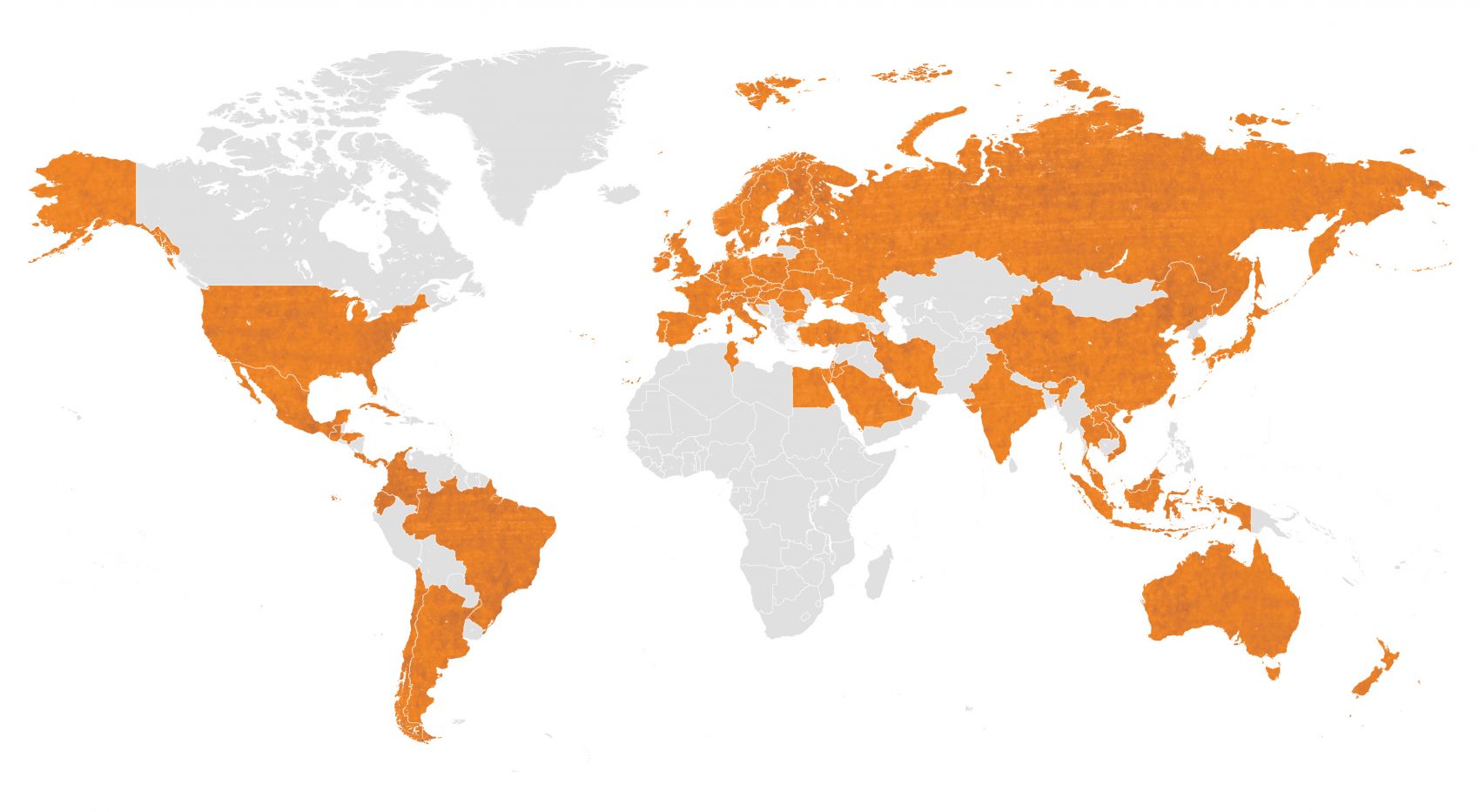 Länder, in denen Tyromotion tätig ist, auf Weltkarte, weltweit